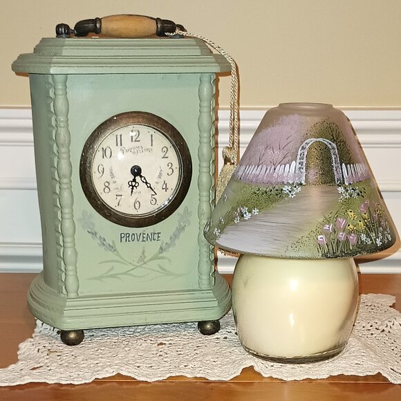 Gardenia Lily Candle and Hand Painted Lampshade (EUC) - Picture 1 of 12